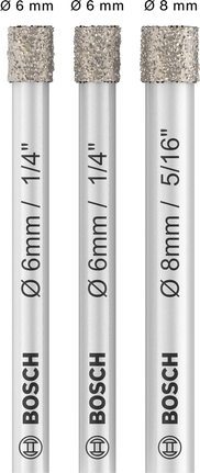 Set mata bor kering Bosch PRO Ceramic 6 dan 8 mm, 3 buah.