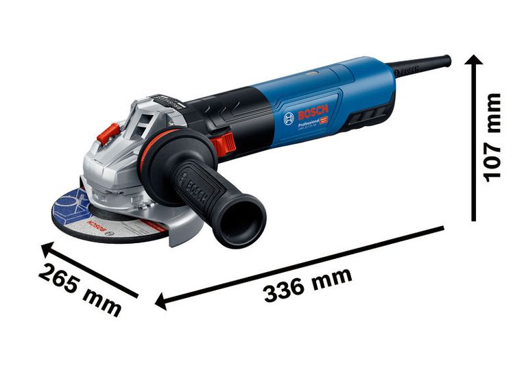 Penggiling sudut Bosch GWS 20-125 SB dengan pegangan ergonomis.
