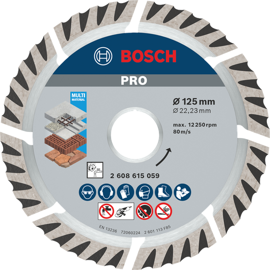 Cakram Berlian Bosch PRO Multi Material 125 mm untuk pemotongan.