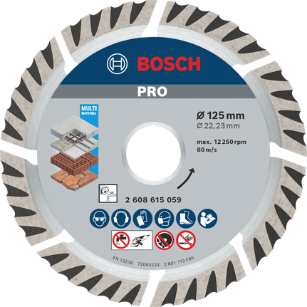 Cakram Berlian Bosch PRO Multi Material 125 mm untuk pemotongan.