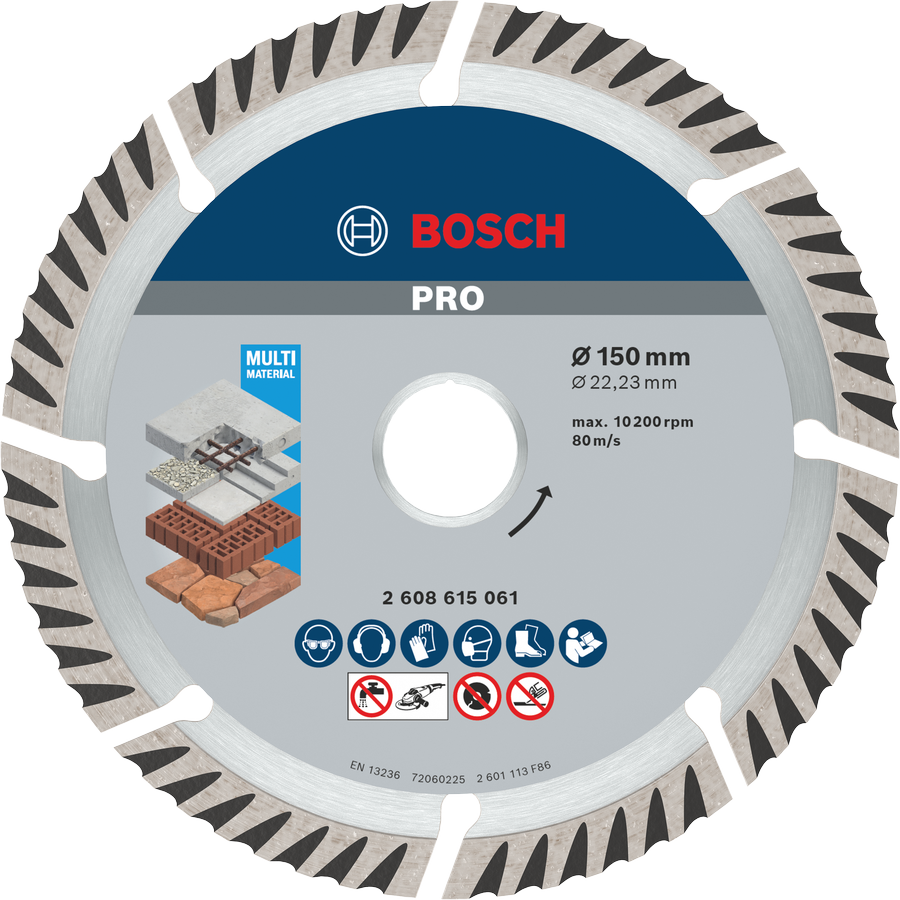 Cakram Berlian Bosch PRO Multi Material 150 mm untuk pemotongan.