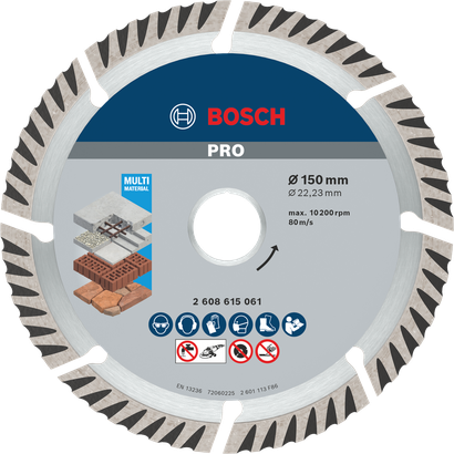 Object #200478145: 2608615061_bo_pro_u_f_1 Cakram Berlian Bosch PRO Multi Material 150 mm untuk pemotongan.