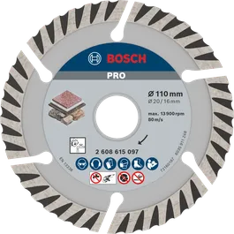 Cakram Berlian Bosch PRO Stone 110 mm untuk memotong batu.