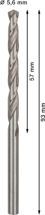 Mata Bor Puntir PRO Metal HSS-G Panjang Standar, 5,6 x 57 x 93 mm, 10 buah Mata bor putar Bosch PRO Metal HSS-G 5,6 mm.