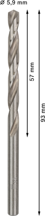 Mata Bor Puntir PRO Metal HSS-G Panjang Standar, 5,9 x 57 x 93 mm, 10 buah Mata bor putar Bosch PRO Metal HSS-G 5,9 mm.