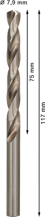 Mata Bor Puntir PRO Metal HSS-G Panjang Standar, 7,9 x 75 x 117 mm, 10 buah Mata bor putar Bosch PRO Metal HSS-G 7,9 mm.