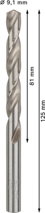 Mata Bor Puntir PRO Metal HSS-G Panjang Standar, 9,1 x 81 x 125 mm, 5 buah Mata bor putar Bosch PRO Metal HSS-G 9,1 mm.