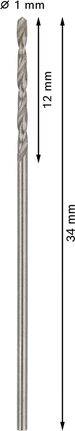 Mata Bor Puntir PRO Metal HSS-G Panjang Standar, 1 x 12 x 34 mm, 10 buah Mata bor putar Bosch PRO Metal HSS-G 1 mm, 34 mm.