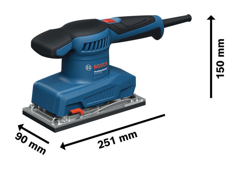 GSS 20-18 Sander orbital Bosch GSS 20-18 dengan dimensi ukuran.