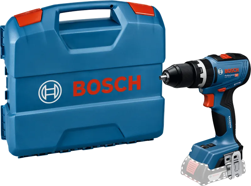 Bor tanpa kabel Bosch GSB 18V-65 dengan tas jinjing.