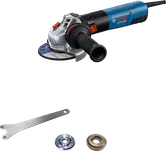 Penggiling sudut Bosch GWS 20-125 dengan aksesori.