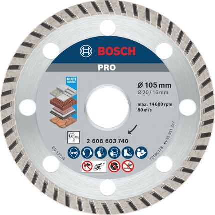 Cakram Berlian Bosch PRO Multi Material 105mm untuk pemotongan.