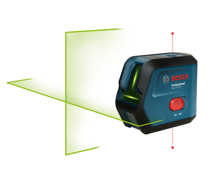 Alat leveling laser combi Bosch GCL 15-12 XG, garis hijau.