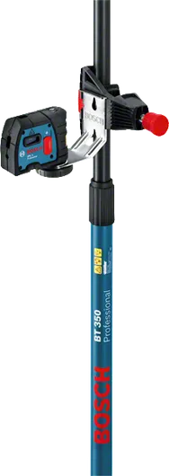 Tiang teleskopik Bosch BT 350 dengan alat perata laser.