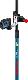 Tiang teleskopik Bosch BT 350 dengan alat perata laser.