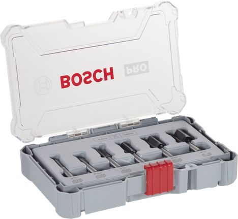 Set Mata Bor Router Bosch PRO, 6 pcs dalam kotak penyimpanan.