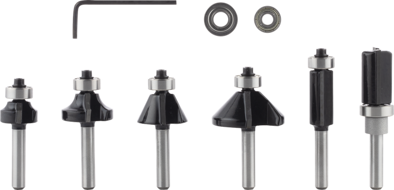 Set Mata Bor Router Bosch PRO dan Pemangkas 6 pcs, tangkai 1/4 inci.