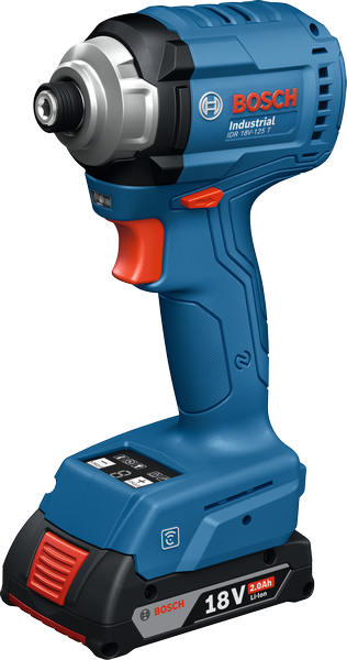 Bor benturan nirkabel Bosch IDR 18V-125 T, baterai lithium 18V.