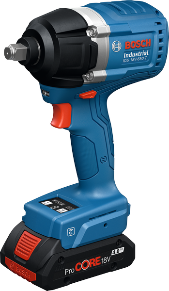 Kunci pas benturan nirkabel Bosch IDS 18V-650 T, torsi 450 Nm.
