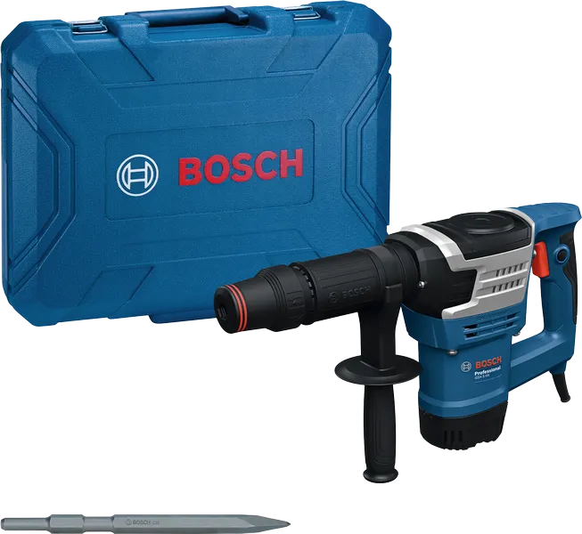 Palu penghancur Bosch GSH 5 HX SDS max beserta wadah pembawanya.