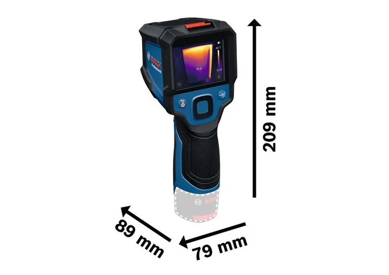 Kamera termal Bosch GTC 12V-450-13 dengan tampilan termal.