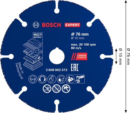 Cakram Pemotong Karbida Multi Material Bosch EXPERT 76x10mm.