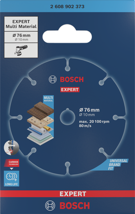 Cakram pemotong Bosch EXPERT multi material 76×10 mm.