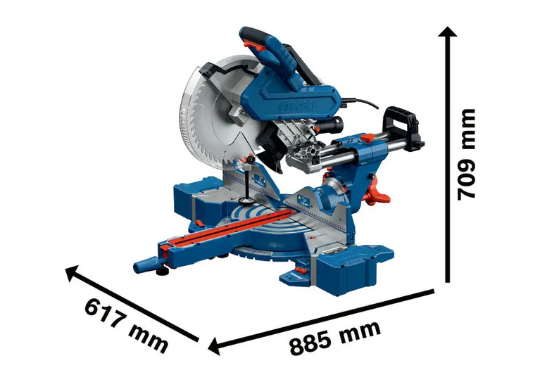 Gergaji mitra Bosch GCM 340-305 D dengan lengan geser.