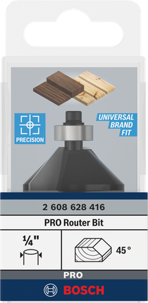 Mata router Bosch PRO 1/4″ talang 45°.