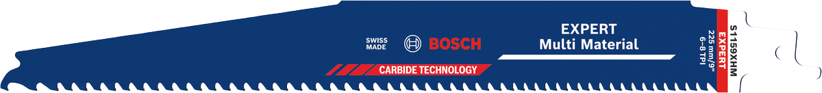 Mata pisau Bosch EXPERT Multi Material S1159XHM dengan gigi progresif.