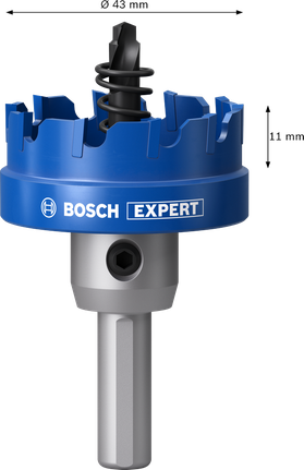Gergaji lubang arbor Bosch EXPERT Sheet Metal, diameter 43 mm.