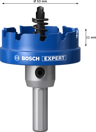 Gergaji Lubang Lembaran Logam Bosch EXPERT 53mm untuk pemotongan logam cepat.