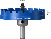 Gergaji lubang lembaran logam Bosch EXPERT 100 mm dengan arbor.