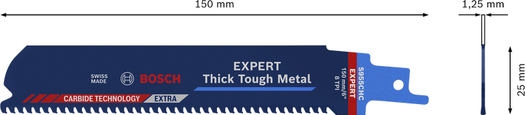 Bilah Gergaji Bolak-Balik S 955 CHC EXPERT 'Thick Tough Metal' 1 buah Mata gergaji bolak-balik Bosch EXPERT Thick Tough Metal S 955 CHC.