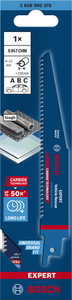 Mata gergaji bolak-balik Bosch EXPERT S 957 CHM untuk penyelamatan kendaraan yang tangguh.
