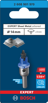 Gergaji lubang arbor Bosch 14 mm Expert Sheet Metal.