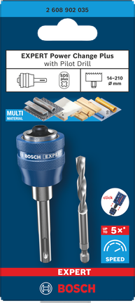 Arbor Bosch EXPERT Power Change Plus dengan mata bor pilot HSS-G.