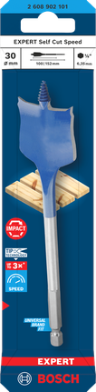 Mata Bor Sekop Bosch EXPERT Self Cut Speed ​​30 mm untuk pengeboran kayu cepat.