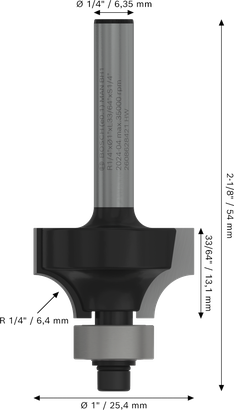Mata Router PRO Mata Router Bosch PRO Pembulatan pada radius lebih dari 1/4 inci.