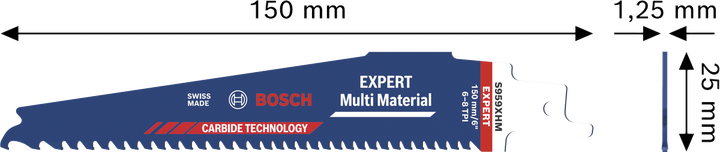 EXPERT Multi Material S959XHM Mata pisau Bosch EXPERT Multi Material S959XHM dengan gigi karbida.