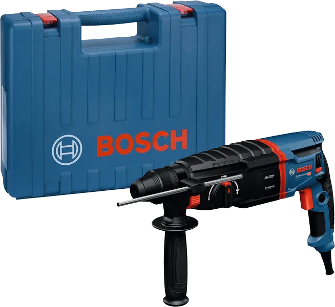 Bor palu putar Bosch GBH 2-26 dengan tas jinjing.