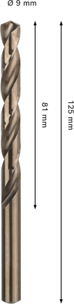 Mata bor putar Bosch PRO HSS-Co 9 mm untuk baja tahan karat.