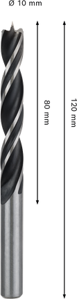 Mata Bor Bosch PRO Wood Brad Point 10 x 80 x 120 mm.