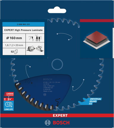 Mata Pisau Gergaji Bundar Laminasi Tekanan Tinggi Bosch EXPERT 160 mm.
