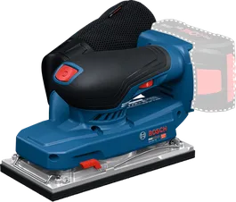 Mesin pengamplas orbital Bosch GSS18V-18 dengan pegangan ergonomis.
