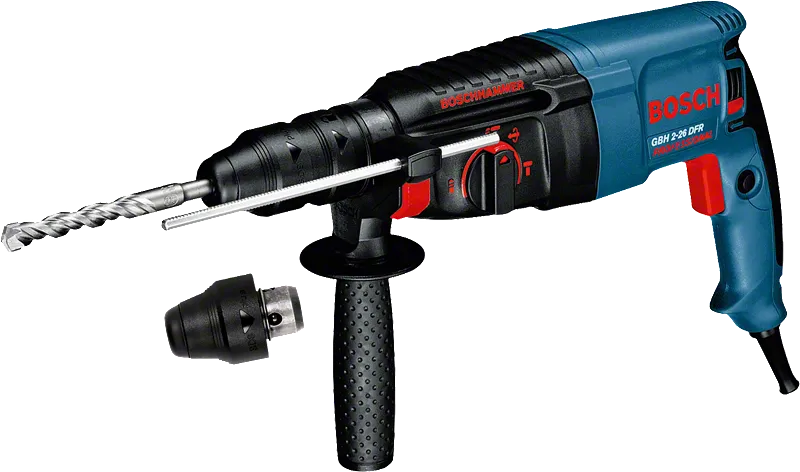 Palu putar Bosch GBH 2-26 DFR dengan chuck ganti cepat.