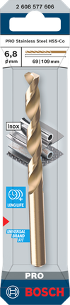 Mata bor putar Bosch PRO Stainless Steel HSS-Co 6,8 mm.