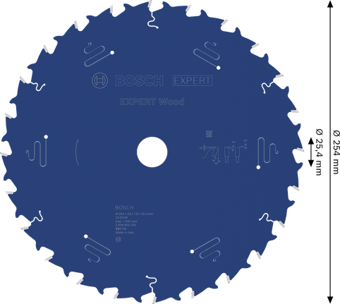 Mata Gergaji Bundar Kayu Bosch EXPERT 254 mm T24.
