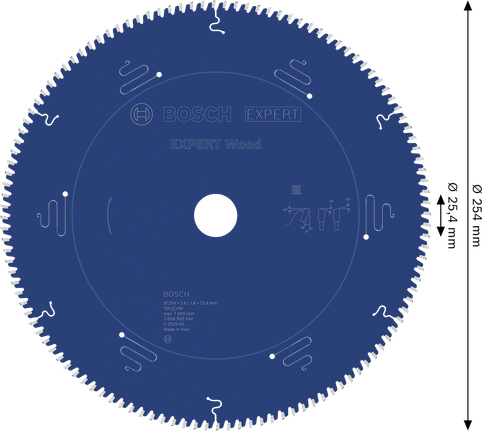 Mata gergaji bundar Bosch EXPERT Wood 254 mm T120.