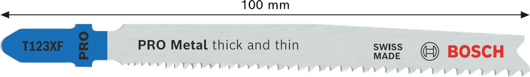 Mata gergaji jigsaw Bosch T123XF untuk logam tebal dan tipis.